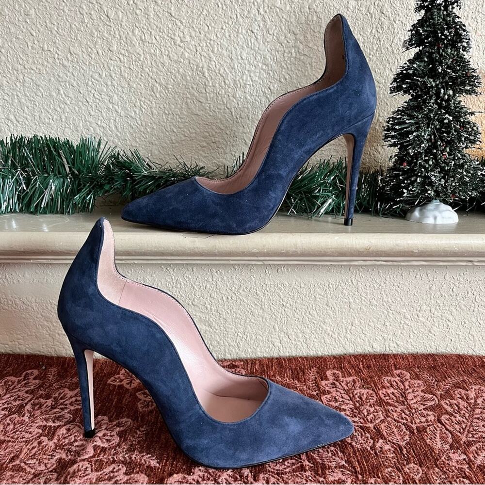 James Chan Women’s Anika Curvy Blue Suede Heels Size 6 Holiday Party Classic - Picture 11 of 11